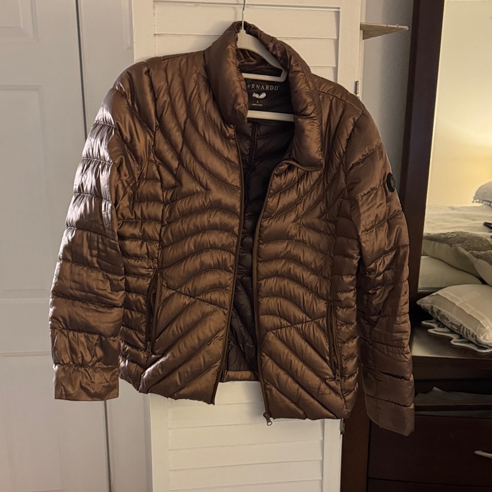Bernardo Shiny Chocolate Puffer puffer
